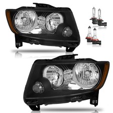 Pair Headlights For 2011-2013 Jeep Grand Cherokee 2011-2017 Compass Wbulbsused