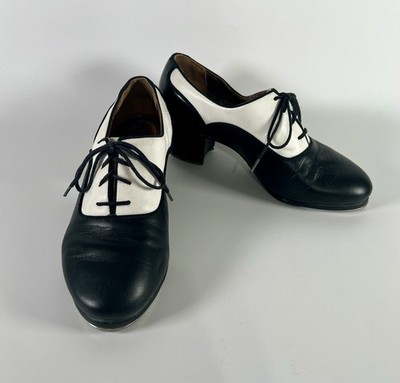 Capezio Size 6.5 Gregory Hines Design . Oxford Style Tap  Shoes Black And White