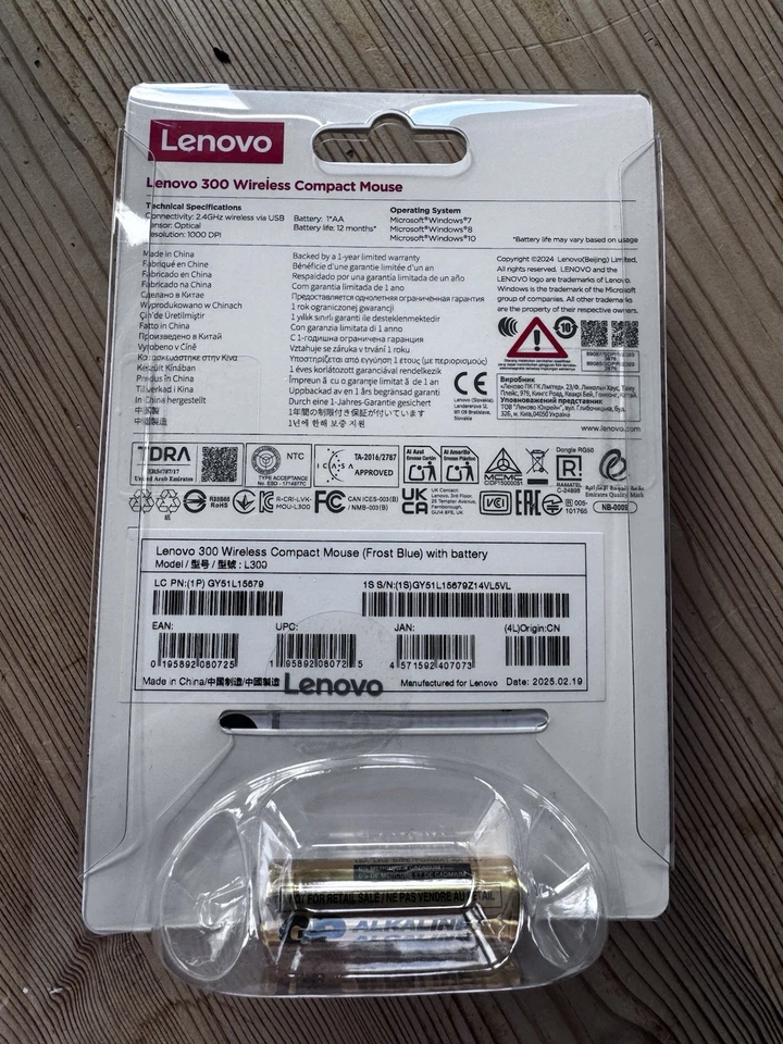 Lenovo 300 Wireless Compact Mouse (Frost Blue) with Battery & Receiver - Image 2 of 3