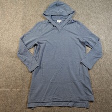 J Jill Sweater Womens Medium Petite Hoodie Blue Luxe Tencel Tunic Soft Pullover