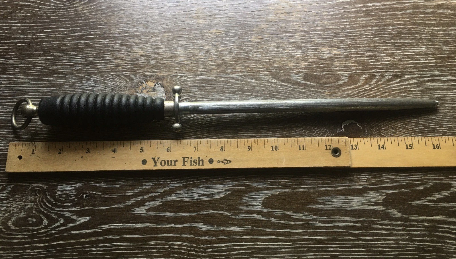 VINTAGE Hartverchromt Steel Honing Rod Knife Sharpener 16” Dreizack Germany