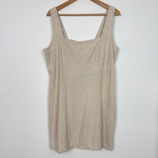 Old Navy Women Linen Blend Smocked Mini Dress Sz XL Beige Old Money Beach Preppy