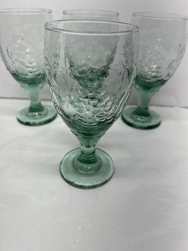 4 PC Vintage Libbey Orchard Fruit Wine Glasses Water Goblets Spanish Green 7” - Picture 2 of 12