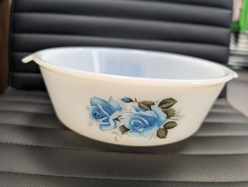 Vintage Pyrex Phoenix Blue Rose Opalware Casseruola Piatto con Coperchio 112L (S10) - Foto 4 di 10