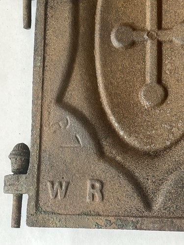 Antique Cast Iron Door Plate Cover Possible From Stove Primitive Marked Ornate - Picture 9 of 11