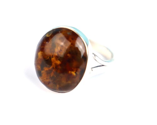 Exquisiter natürlicher durchscheinender tiefblauer Bernstein 0,925 Sterlingsilber Ring #8,5 - Bild 8 von 11