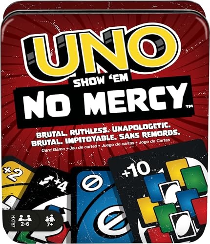 Mattel Games UNO Show 'em No Mercy Card Game Storage & Travel Tin for Ki - Picture 1 of 6