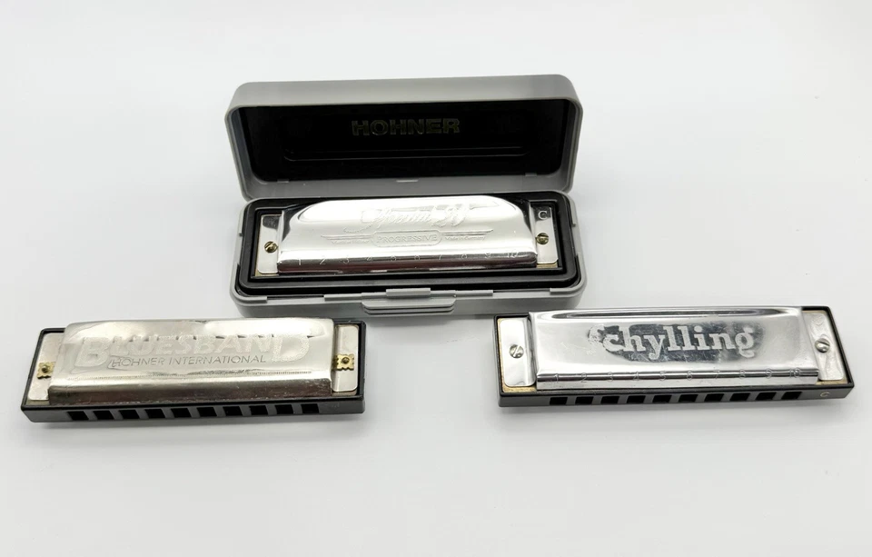 Set Of 3 Harmonicas 20th Special  Ed. BLUESBAND HOHNER International Schylling - Image 2 of 4
