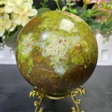 2.6LB 7.4" Natural Green Opal Ball Decor Quartz Crystal Energy Sphere Reiki