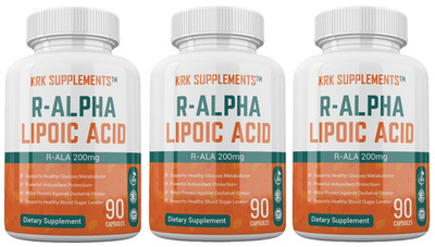 3 Btl R-ALA R-Alpha Lipoic Acid 200mg Antioxidant Blood Sugar Formula Glucose