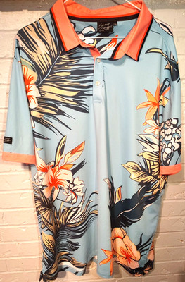 Sunday Swagger Men's Pull Over Short Sleeved Collared Polo Shirt Size 2XL Floral