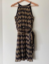 GUESS Metallic Chevron Gold and Black Halter Dress Size Small