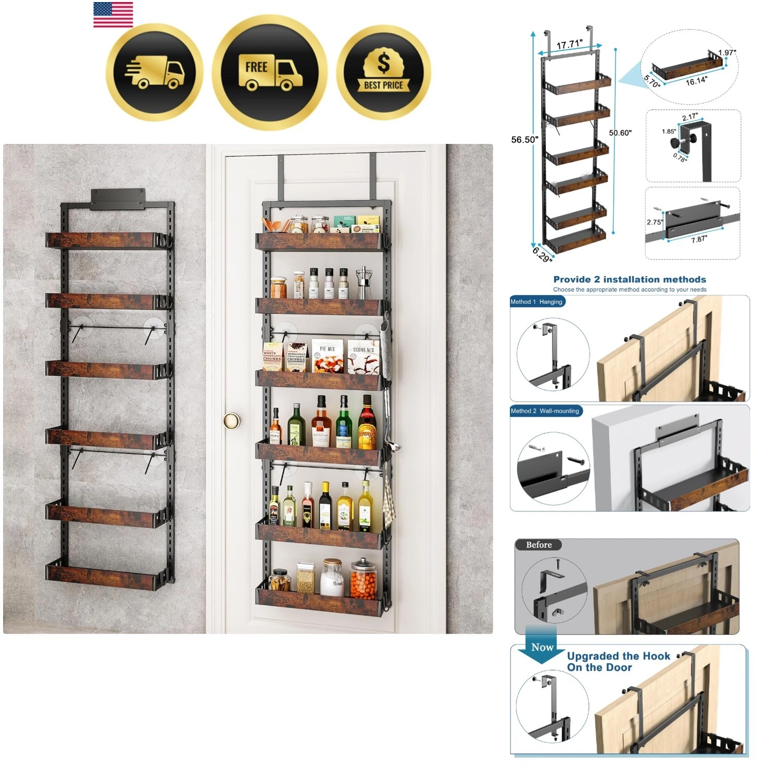 Over the Door Pantry Organizer, 6-Tier Adjustable Wooden Basket Kitchen Pantr...
Opens in a new wind