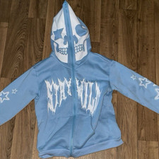 Baby Blue Full Zip Jacket Unisex M Blue Hoode...