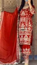 New Stylish Natural Crepe Red Top Dhoti With Dupatta For Women  Girls