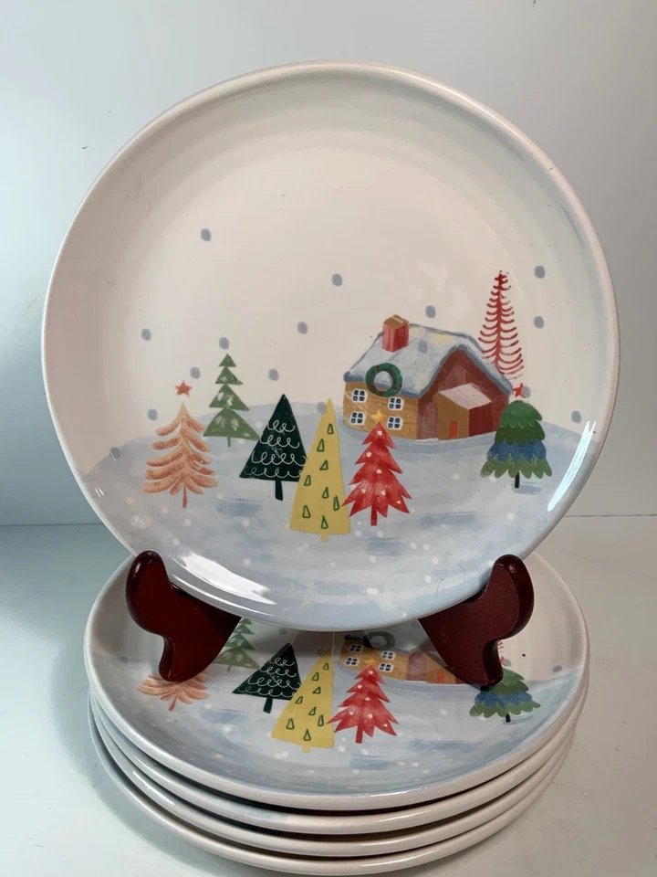 5er Set Bico Nordic Village skurrile Feiertage Mittagessen Teller 8,75"