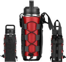 Molle Water Bottle Holder Pouch, Adjustable Tactical Bag for 16-64oz, Vest & Bel