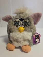 1998 FURBY Gray White Model 70-800 Tiger Electronics TESTED & WORKS Green Eyes 