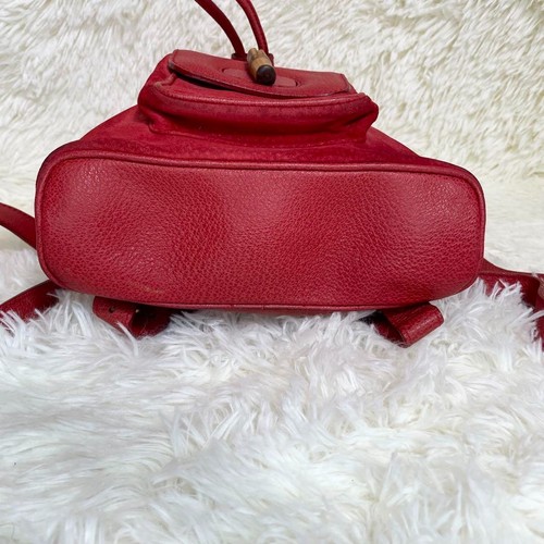 Vintage GUCCI Bamboo Mini Backpack Red Suede Leather Gold Hardware 003.38.0030 - Picture 6 of 20