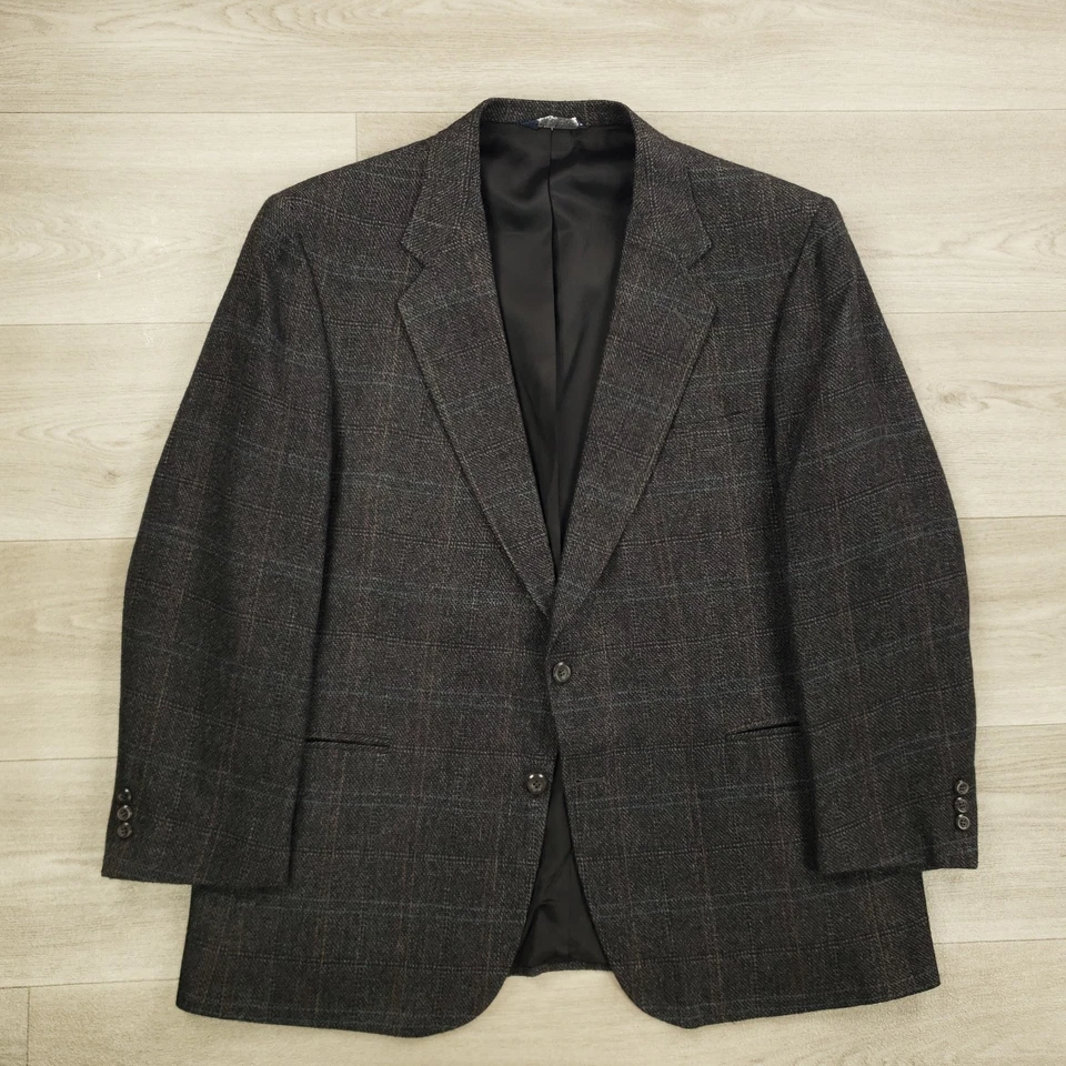 Blazer Kuppeheimer De Colección EE. UU. Tweed Para Hombre 46R* Negro Gris Ventana Dos Botones Foto 2 de 4