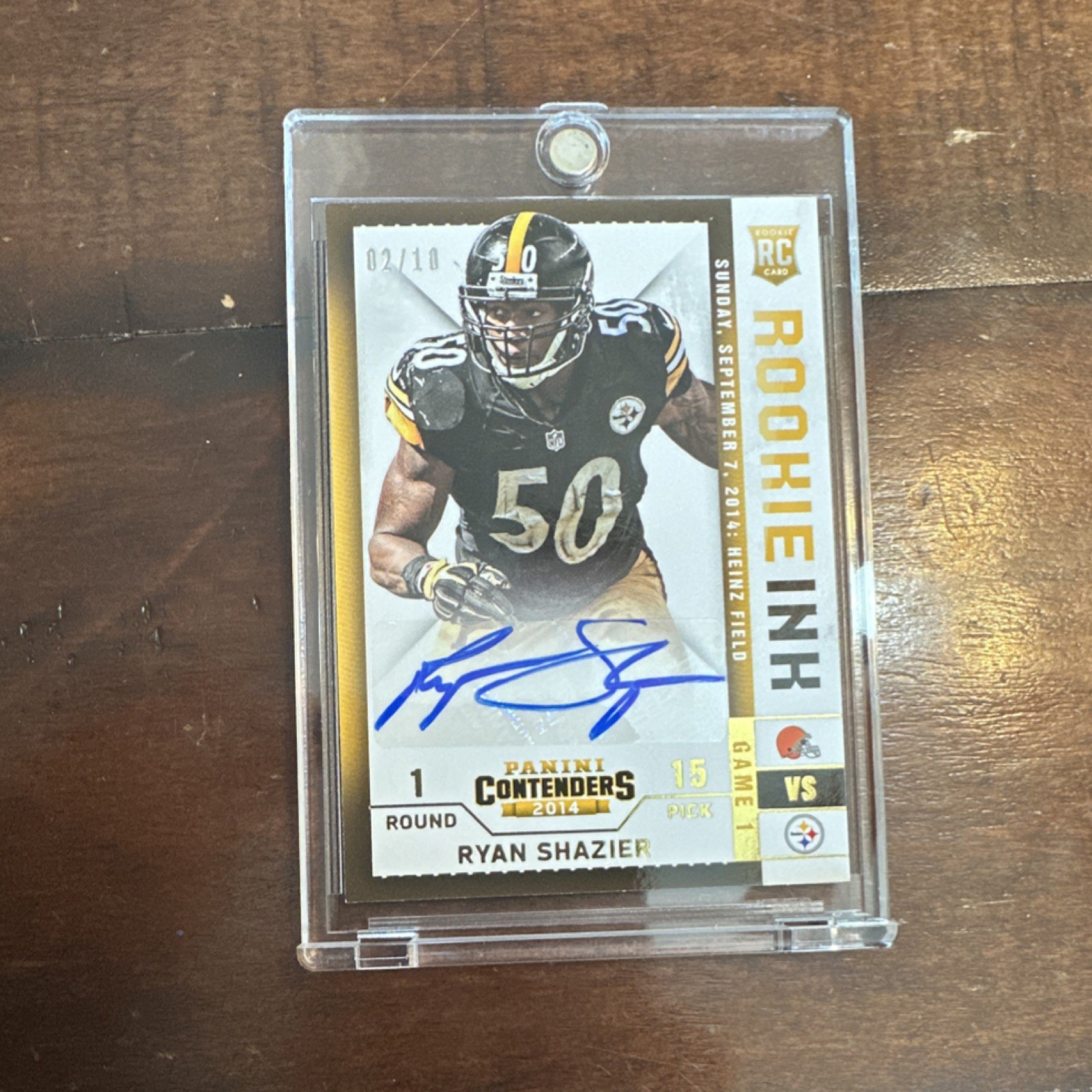 Ryan Shazier Panini Contenders Rookie Ink #10 Gold