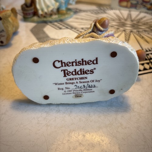 Lote de 14 osos con temática navideña Enesco Cherished Teddies caja de música en funcionamiento años 90 - Imagen 13 de 24