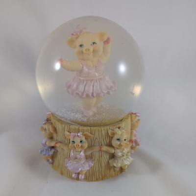 Regency Fine Arts Schwein Ballerina Schneekugel Vintage Ornament rosa 14 cm hoch