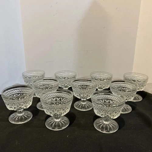 Lot Of 10 Anchor Hocking Vintage Wexford Glass Sherbet/Cocktail/Dessert Bowls