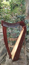 Rosewood Celtic Lever Harp – 19 String Irish Lyre Harp w/ Levers & Carry Bag | H
