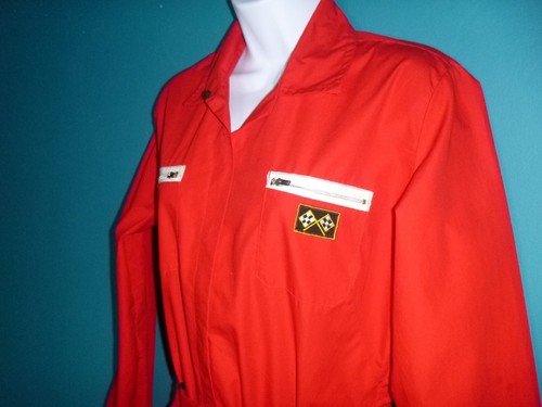 Vtg 50s Bill Parry Original Sky Diving Parachuting Jumpsuit RED Zip Front M/L - Picture 10 of 20