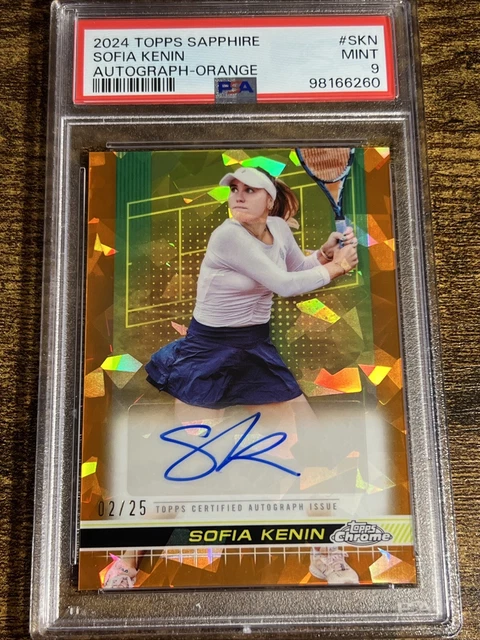SOFIA KENIN 2024 Topps Chrome Tennis Sapphire Orange Auto /25 #TCASKN PSA 9