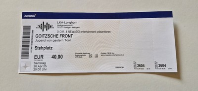 1x Goitzsche Front Ticket 26.04.2025 Stuttgart ''Jugend von gestern Tour''