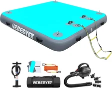 Inflatable Floating Dock Swim Platform, 6 Inch/8 Inch Thick Multi-Person Water S