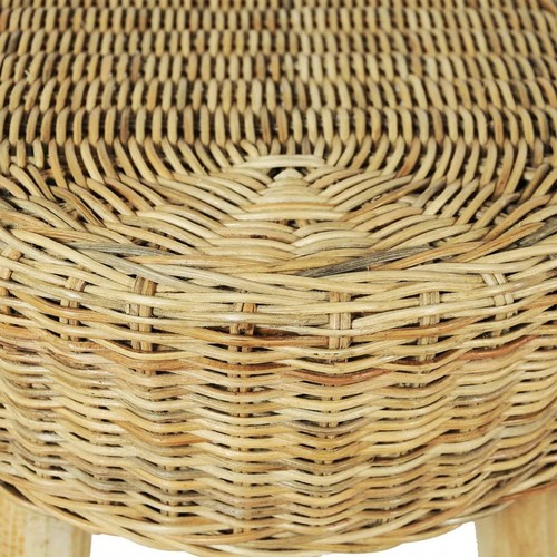 Hall Bench Natural Rattan Seat With Wooden Legs Rustic Style Home Furniture - Picture 4 of 5