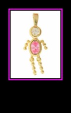 Sterling Silver Vermeil Boy Figure CZ Oct. Birthstone Color Pink Pendant/Charm