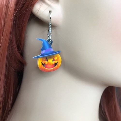SET Collana Orecchini Acrilico Halloween Giorno dei Morti Zucca Bambini Adulti - Foto 3 di 3