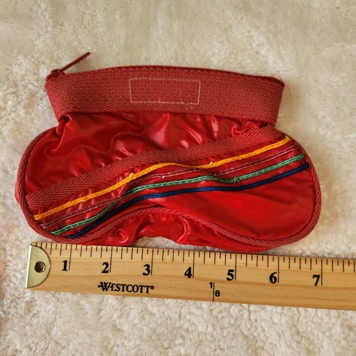 Vintage 80's Roger Gimball Accessories Small Red Rainbow Zip Up Bag Pouch - Picture 5 of 5