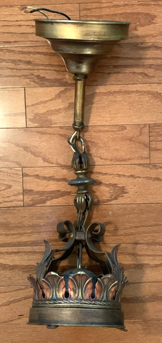 Moe Bridges Pendelleuchte Flurlampe polychrom 1910er Antik Deckenleuchte - Bild 2 von 21