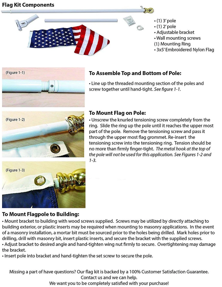 American Home Nylon 3 by 5-Feet US Flag Set with 6-Feet Spinning Flag Pole 100D - Image 4 of 4