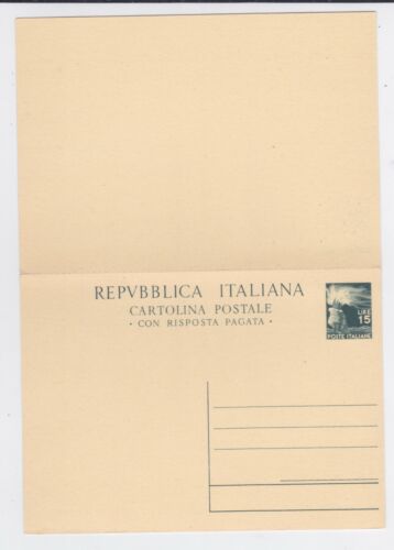 ITALY SCARCE 1949 DEMOCRATICA 15 LIRE POSTAL REPLY CARD - 第 1/2 張圖片
