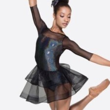 Revolution  Dance Costume jazz Black holographic GRAVITATE, Adult Medium