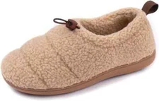 Women’s Cozy Faux Sherpa Fleece Slippers with Drawstring Memory Foam House Shoes