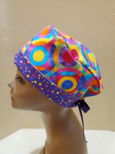 Sombrero/Gorra Exfoliante Quirúrgico Círculos Brillante Pixie Calavera Para Mujer Hecha a Mano - Imagen 2 de 9