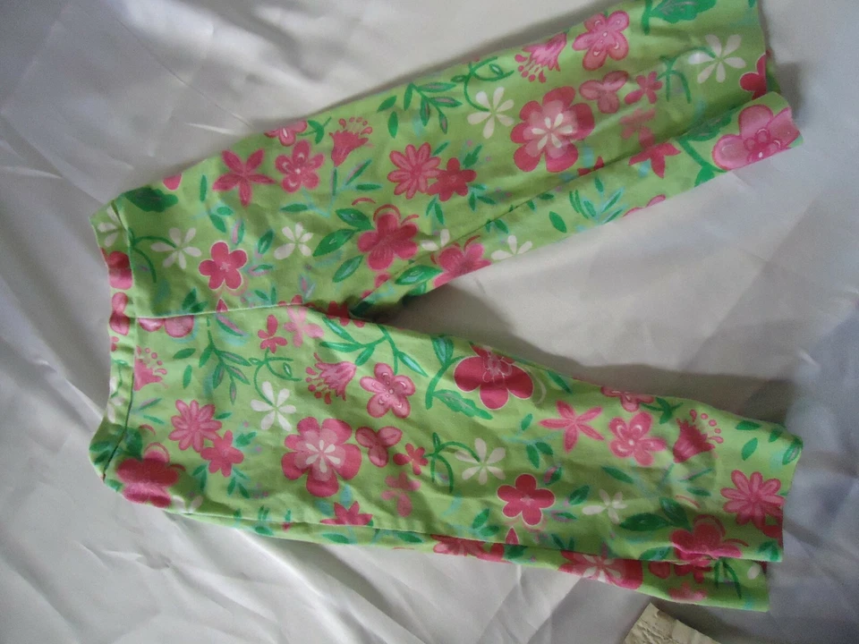 Hartstrings Girl's Pants Size 5 Lot of 2 Khaki Embroidery Green Pink Flowers - Image 2 of 4