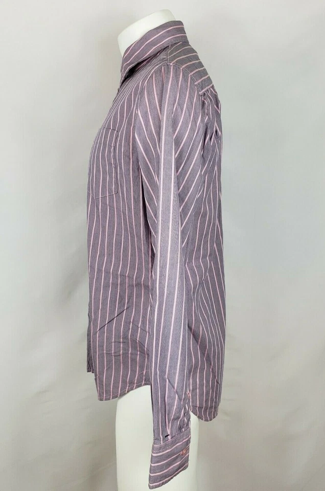 Camisa de vestir French Connection para hombre talla mediana rosa a rayas LS botón delantero Foto 2 de 4