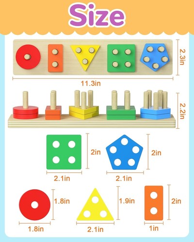 Montessori Toys for 1 2 3 Year Old Boy Girl, Toys for Ages 2-4 Toddlers Kids Bab - Picture 3 of 7