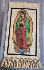 Colgante de Pared Señora de Guadalupe Santa Virgen María Tejido 15" x 25" 100% Algodón