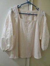 Top de mujer LC Lauren Conrad encaje perla rubor encaje peplum talla mediana -NUEVO CON ETIQUETAS $48