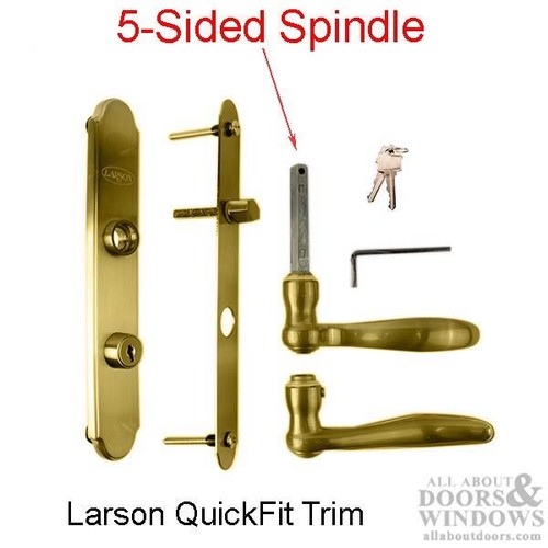 Larson QuickFit Storm Door Handle 5 Sided Spindle American Cylinder Aged Bronze - Picture 3 of 3