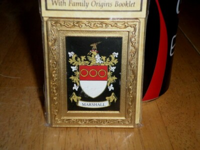 [ MARSHALL ] FAMILY CREST / COAT OF ARMS, FRIDGE MAGNET, Vintage #1996 yr. 